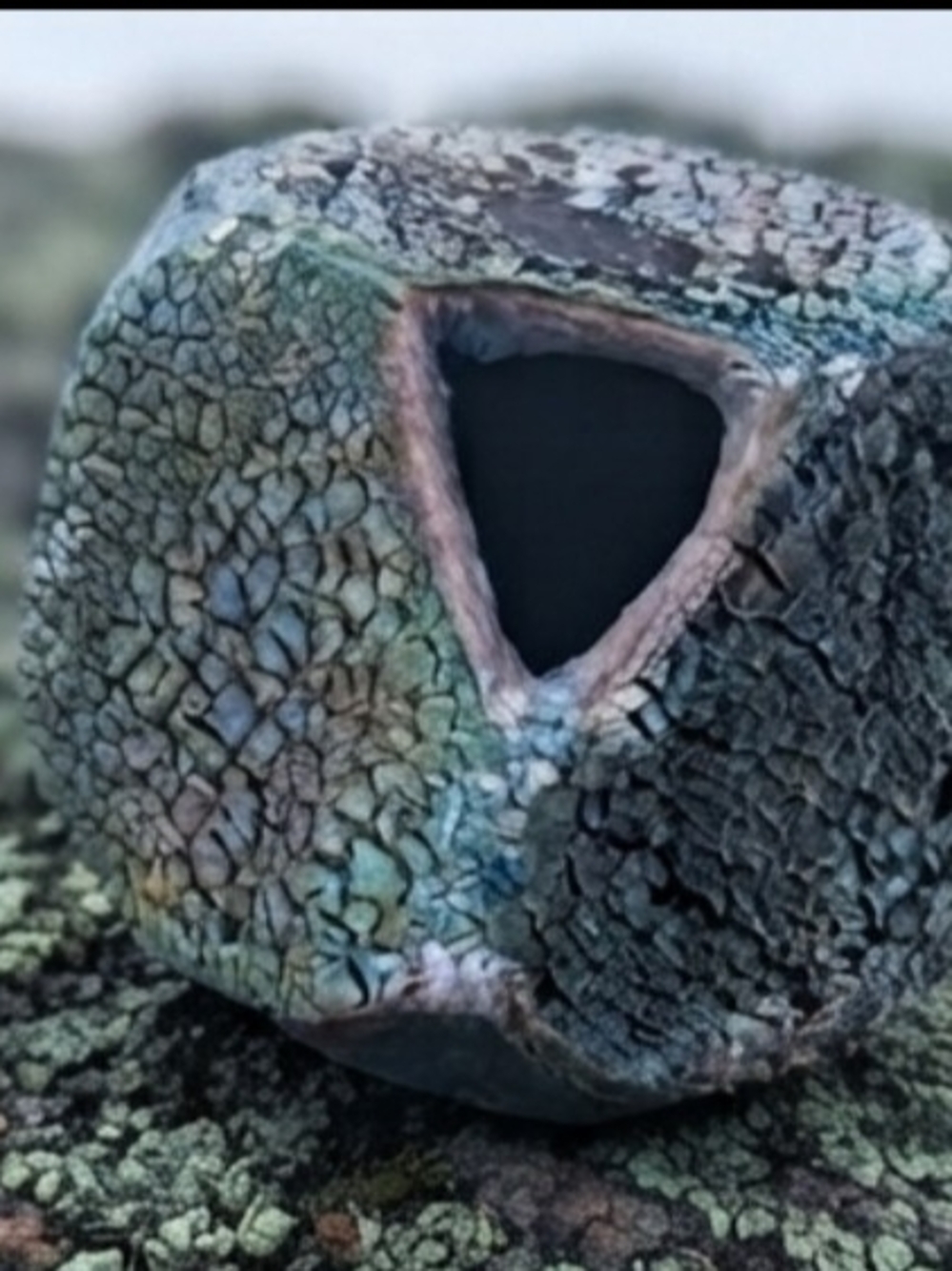 Handmade Raku Pottery Geometric Sculptural Vessel Crackle Glaze Art Object